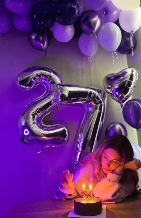 Silver Number 7 Balloon 40 inch, Balloon numbers party supplies, deco photo - Image 7