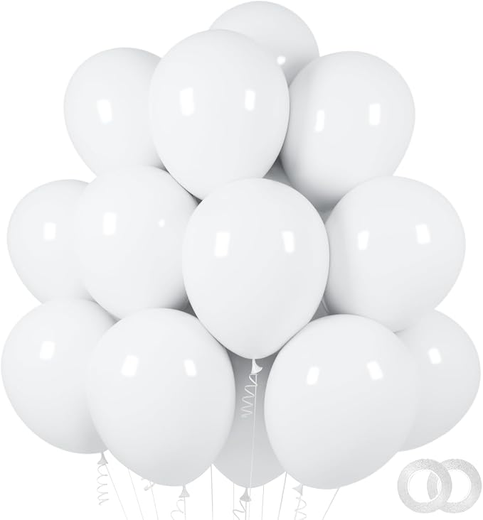 ASIYUHY White Balloons 100 Pack 12 Inch White Latex Party Balloons by ASIYUHY
