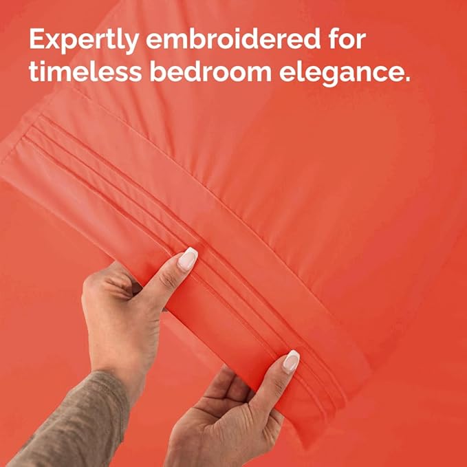 King Pillow Cases Set of 4 - Ultra Soft Hotel Quality Pillowcase Covers - Comfy, Cozy & Wrinkle Free - Shrinkage, Stain and Fade Resistant - Machine Washable Pillow Protectors - 4 Piece Set - Coral