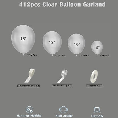 412pcs Clear Balloon Garland Arch Kit 18 12 10 5 Inch Different Sizes Matte - Image 2