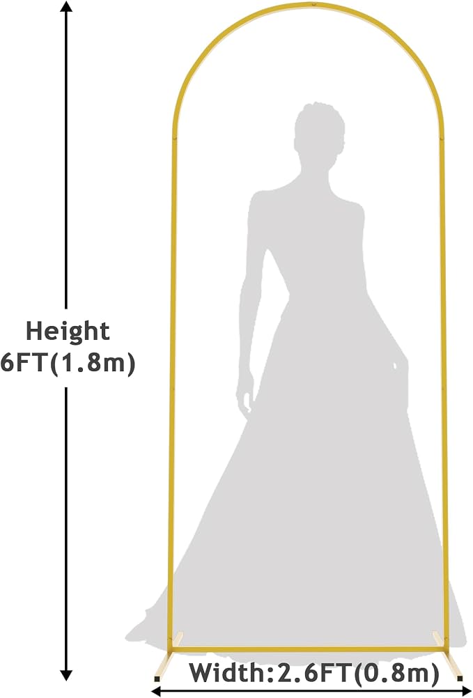 Asee'm 6FT Gold Metal Arch Backdrop Stand Wedding Balloon Background | Arched - Image 2