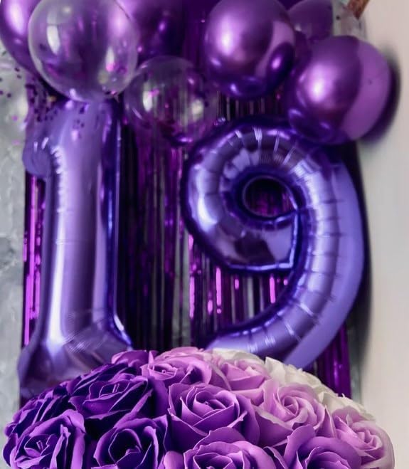 Purple Number 9 Balloon 40 inch, Balloon numbers party supplies, deco photo - Image 6
