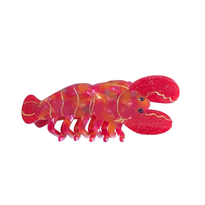 Cute Red Lobster Hair Clip,Funny Acetate Claw Clips for Women