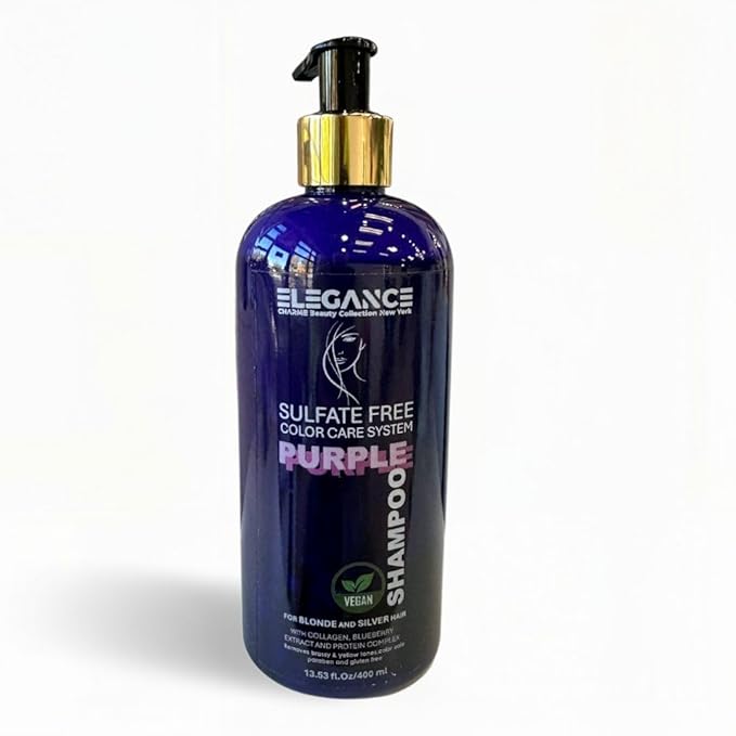 Purple Shampoo for Blonde, Silver & Highlighted Hair – Anti-Brass Toning Shampoo That Neutralizes Yellow Tones – Sulfate-Free, Vegan, Kosher, Color-Safe Formula with Collagen & Blueberry – 13.5 fl oz