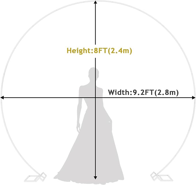 9.2FT Wedding Arch Round Backdrop Stand Large Circle Balloon Arch | White Metal - Image 2