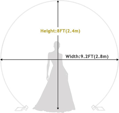 9.2FT Wedding Arch Round Backdrop Stand Large Circle Balloon Arch | White Metal - Image 2