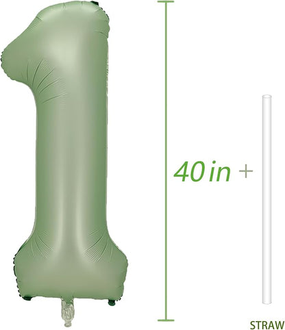 Number 1 Balloon, 40-Inch Sage Green Number Balloon | 40-inch foil balloon - Image 4