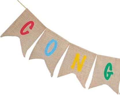 Sscon Congrats Burlap Banner Congratulation Party Bunting Banners Grad | - Image 4