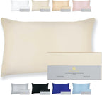 25 Momme Premium Mulberry Silk Pillowcase for Hair and Skin | Handcrafted Hypoallergenic & Anti-Acne Silk Pillow Cases with Zipper | Queen - 20" x 30", Vanilla Ice