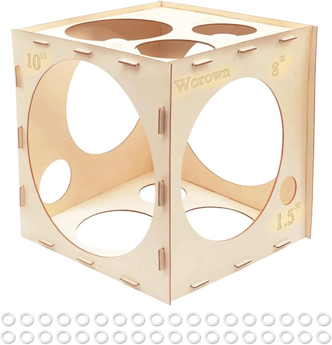 Worown 14 Holes Collapsible Wood Balloon Sizer Box, 1-10 Inch Balloons Sizer by Worown