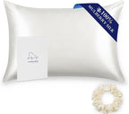 ALASKA BEAR Silk Pillowcase 20 by 54 for Couple Hair and Skin Organic 100% Mulberry Silk Pillow Slip for Bliss Sleep, Body Size(1pc, Ivory White)