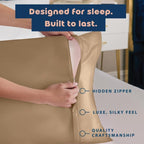 BLISSFORD Satin Pillowcase with Zipper, for Hair and Skin Care, Feels Soft and Cool Like a Silk Pillowcase, Beige Satin Pillow Cases 2 Pack, Slik Pillow Cover, Queen Size, Set of 2