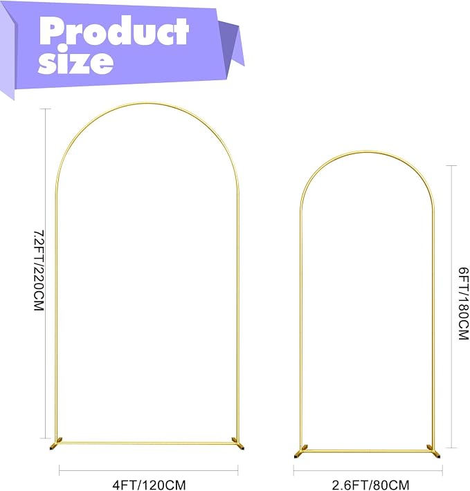 Wedding Arch Backdrop Stand Set of 2 Gold Wedding Balloon Arched Backdrop Stand - Image 3