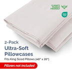 King Pillow Cases - 2 Pack - Super Soft Pillowcase Covers - Envelope Enclosure - Hotel Quality Pillow Protectors - Wrinkle Free, Shrink & Stain Resistant - Machine Washable - 20" x 40" (Light Grey)