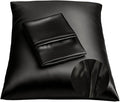 BLISSFORD Black Satin Pillowcase with Zipper for Hair and Skin Care, Feels Soft and Cool Like a Silk Pillowcase, Satin Pillow Cases 2 Pack, Slik Pillow Cover, Standard Size, Set of 2