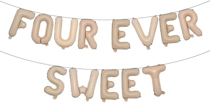 Four Ever Sweet Birthday Decorations, 4 Four Years Old Fourth 4th Girl Boy by RUIANSI