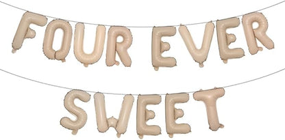 Four Ever Sweet Birthday Decorations, 4 Four Years Old Fourth 4th Girl Boy by RUIANSI