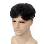 H&Bwig toupee for men, Short Toppers Hairpiece Clip in Hair Extensions for Covering White Loss Hair Toupee (Natrual Black), include Mens toupee tape