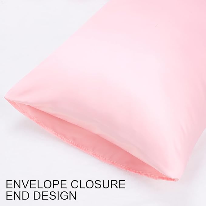 uxcell 2 Pack Silk Satin Pillowcase for Hair and Skin, Cool, Silky, Soft Breathable Pillow Cases Travel Size 14x20 Inch Sateen Pillowcase Pink with Envelope Closure