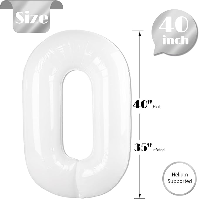 White Number 0 Balloon 40 Inch - Image 5