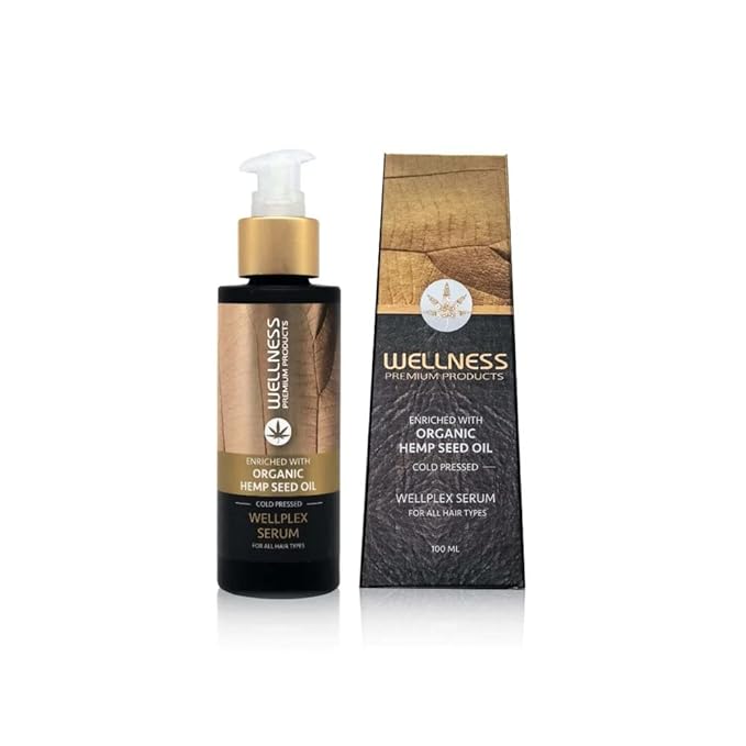 Wellness Premium Wellplex Hair Growth Serum | Anti-Frizz & Hydrating Treatment for Dry, Thinning Hair | Organic Hemp Seed Oil & Hyaluronic Acid | Vegan, Color-Safe, 100ml