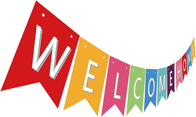 Pre Strung Welcome Home Banner, Colorful Paper Welcome Home Sign Decoration by Unknown