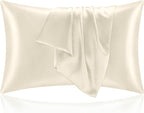 BEDELITE Satin Pillowcase for Hair and Skin, Super Soft and Cooling Similar to Silk Pillow Cases 2 Pack with Envelope Closure, Gift for Women Men(20"x26" Standard Size, Beige)