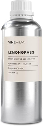VINEVIDA Lemongrass Essential Oil - 32 oz - Undiluted - DIY Candle Scents - Bulk for Soap Making & Skin Safe