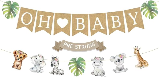 Weecent Pre-Strung 6ft Burlap Oh Baby Banner by Weecent