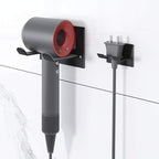 Self Adhesive Hair Dryer Holder Wall Mounted - Adhesive Bathroom Hair Blow Dryer Rack Organizer Compatible with Supersonic Hair Dryers (Black)