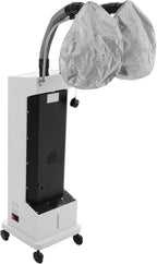 Professional Double-Barreled Hair Steamer with LED Display, 650W Vertical Micro Mist Hair Color Processor for SPA, Salon & Home, Hair Care Machine with Wheels, 5 Modes (White)