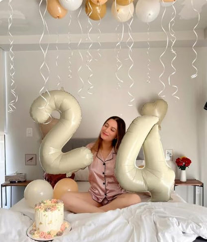 40 Inch Cream White Large Number 4 Birthday Balloon, Giant Number Four 14 24 34 - Image 4