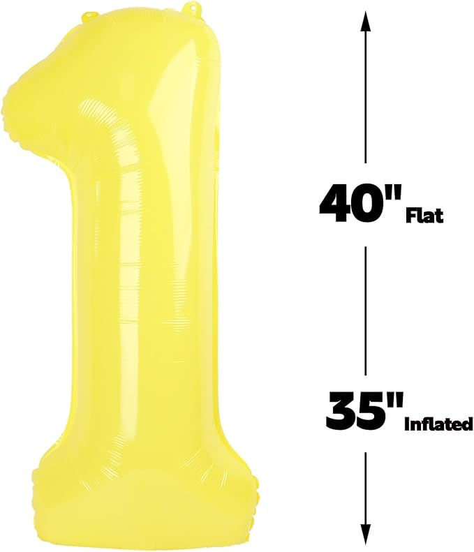 Yellow Number 1 Balloon 40 inch, Number 1 Birthday Balloons - Image 3