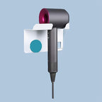 Hair Dryer Stand Holder Wall Mounted, New Upgrade Punching Or Nails-Free Glue Two Ways Blow Dryer Holder Rack Organizer for Dyson Supersonic Hair Dryer(White+Blue)