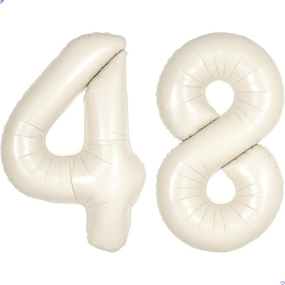 Cream White Number 48 84 Balloon by Unknown