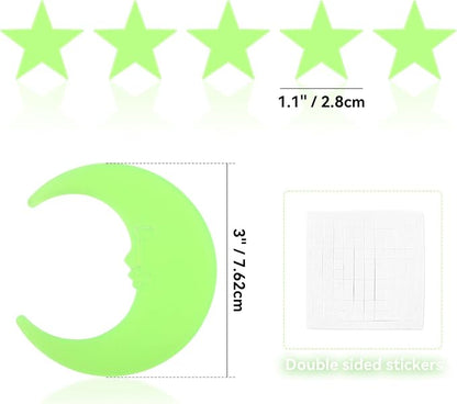 100 Stars and 1 Moon Glow in The Dark Luminous Fluorescent 3D Plastic Glow - Image 4