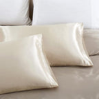 Aormenzy Taupe Satin Pillowcase for Hair and Skin, Satin Pillow Cases for Women Standard Size Set of 2 with Envelope Closure Silky Pillow Covers Wrinkle, Fade Resistant (20x26 Inches)