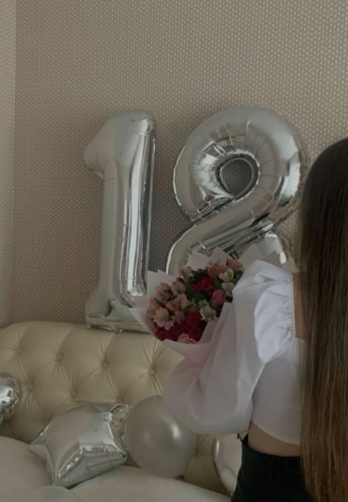 Silver Number 8 Balloon 40 inch, Balloon numbers party supplies, deco photo - Image 9