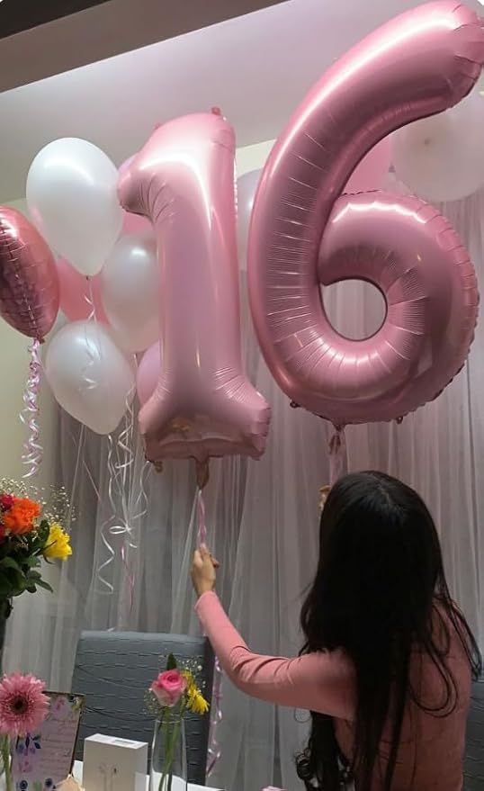 Pearl Pink Number 6 Balloon 40 inch, 6th Birthday Party Balloons Decorations | - Image 6