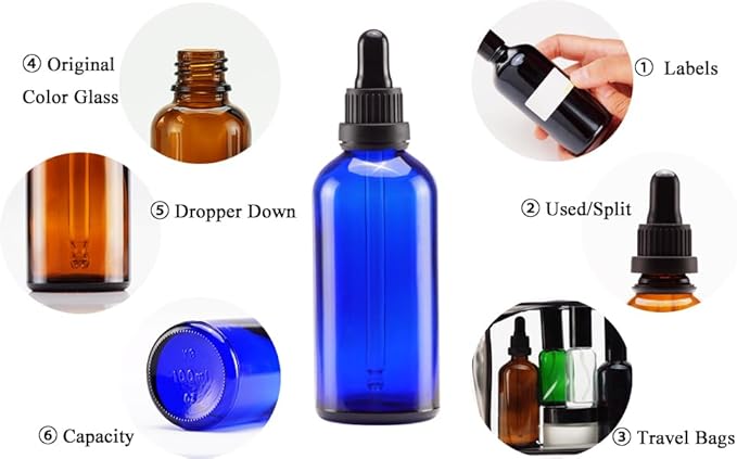 YIZHAO Blue Glass Dropper Bottle 4oz, Tincture Bottles with Glass Dropper, for Essential Oils, Aromatherapy, Cosmetic, Laboratory, Pharmacy, Liquids, Travel –9 Pcs