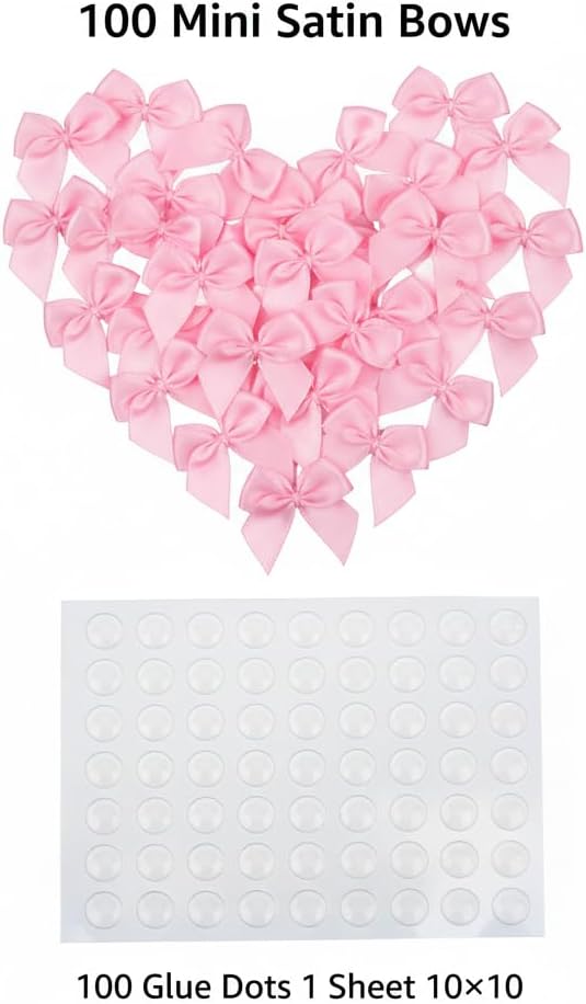 100 Mini Satin Ribbon Bows, Small Bows - Image 3
