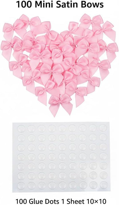 100 Mini Satin Ribbon Bows, Small Bows - Image 3