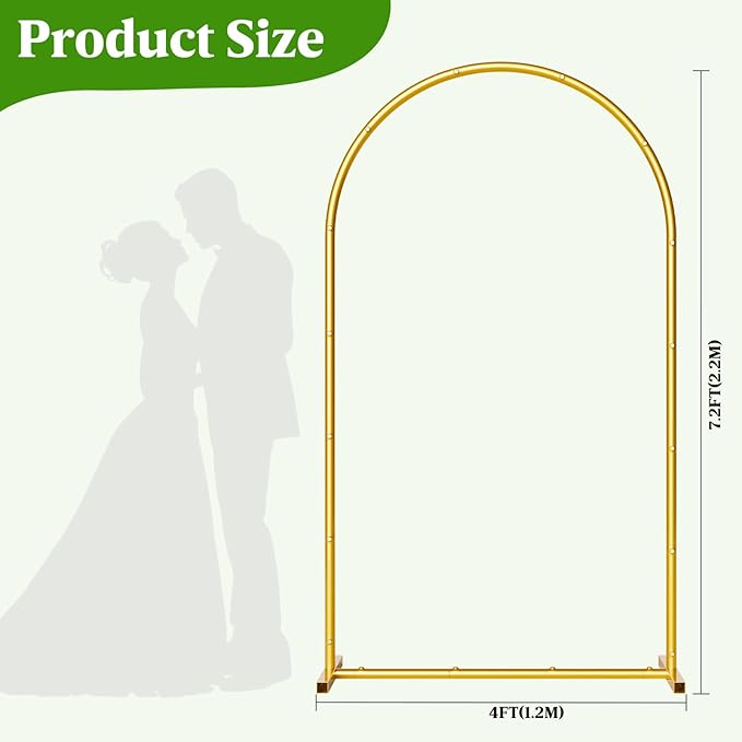 7.2FT Metal Wedding Arch Backdrop Stand, Stable Balloon Arch Frame - Image 3