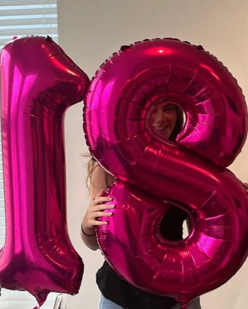 Hot Pink Number 8 Balloon 40 inch, Balloon numbers party supplies, deco photo - Image 7