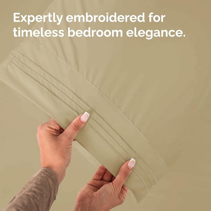 Queen Pillow Cases Set of 8 - Ultra Soft Hotel Quality Pillowcase Covers - Comfy & Wrinkle Free - Shrink, Stain and Fade Resistant - Easy-Care, Machine Washable Pillow Protectors - 8 Pcs Set - Beige
