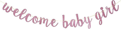 Welcome Baby Shower Party Banner, Boy and Girl Glitter Paper Sign by Teniinet