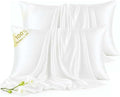 Set of 2 100% Silk Pillow Cases Queen - 6A Luxury Mulberry Silk Pillowcase for Hair and Skin - Anti-Wrinkle, Cooling & Smooth, Hidden Zipper - Pillowcases for Sleeping Women Girl, Boy, White