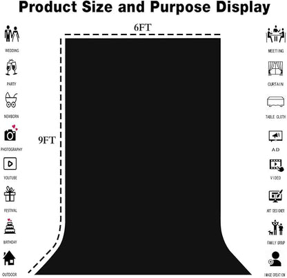 Black Photography Backdrop for Photoshoot, Fabric 6x9ft | Polyester Studio - Image 8