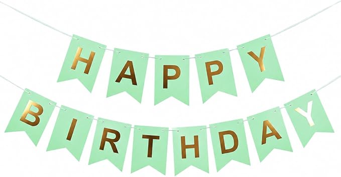 Green Happy Birthday Banner Sign by Unknown
