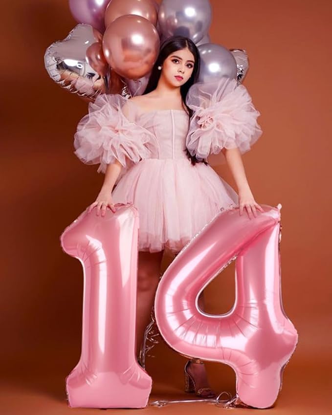 20 Balloons Number for 20th Birthday Decorations Women Men, Pearl Pink | 40In - Image 5